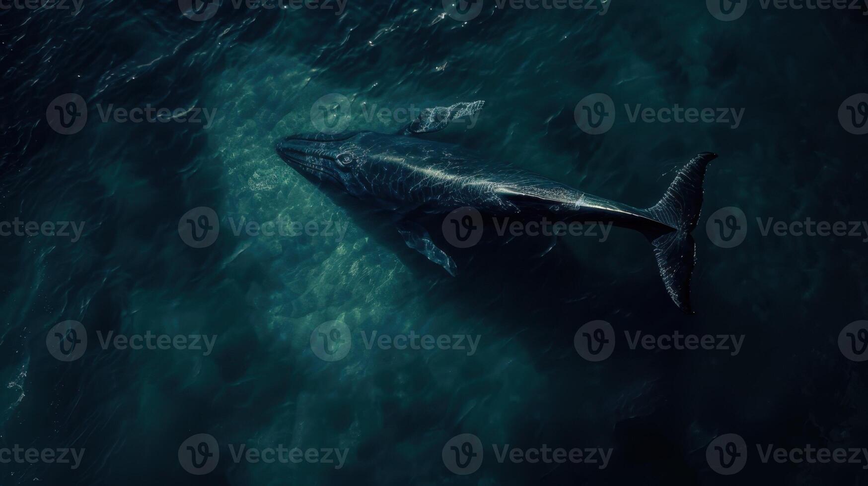 Humpback whale in the deep blue sea. photo