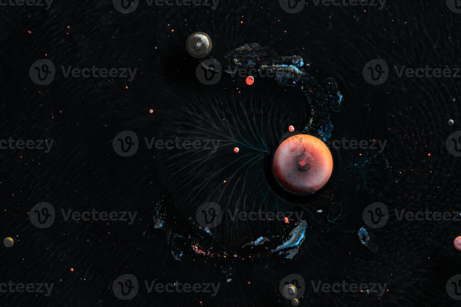 Contrast macro abstraction of bubbles in water. Space macro photo. photo