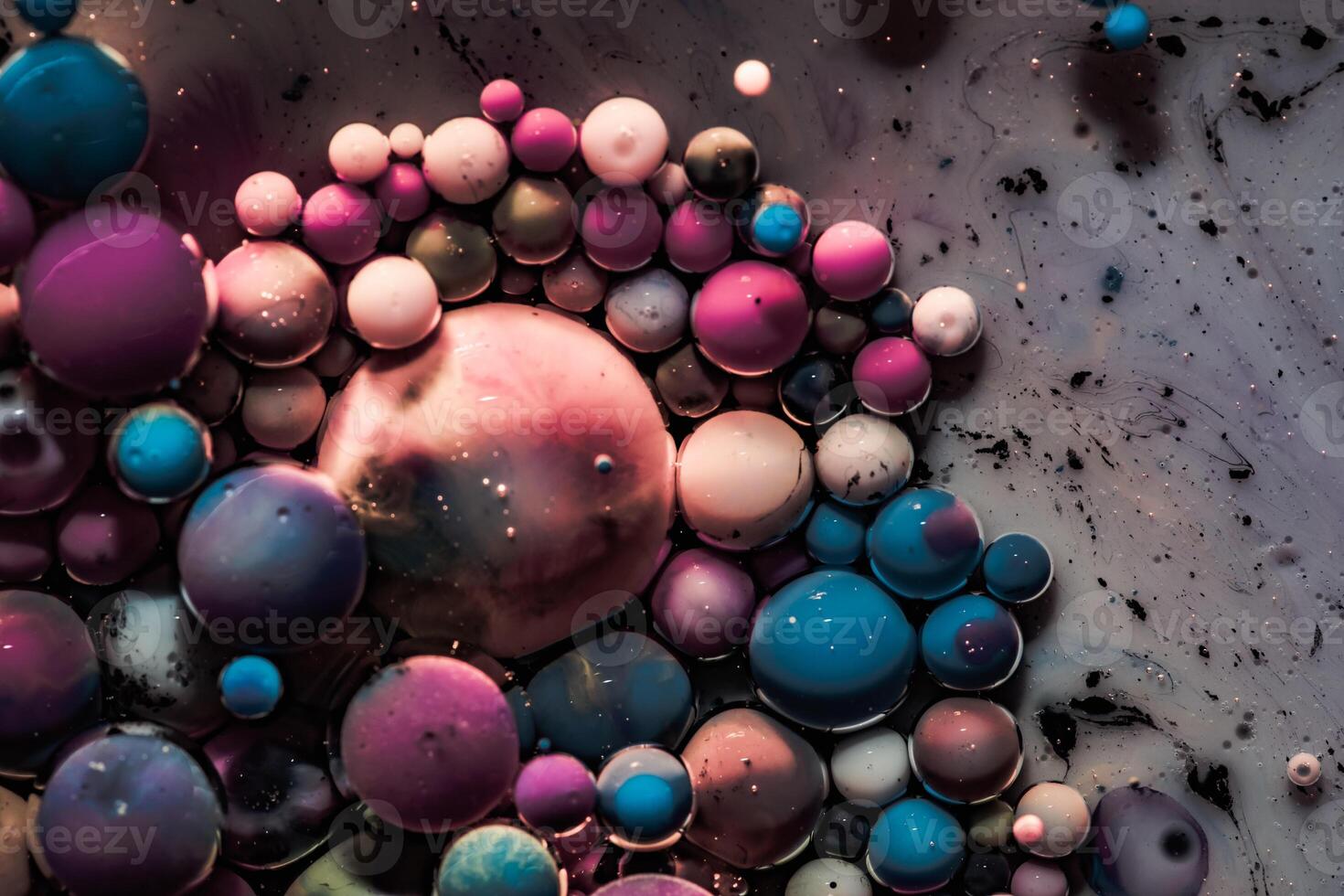 Colourful acrylic bubbles.Abstract ink design template mixed texture background. photo