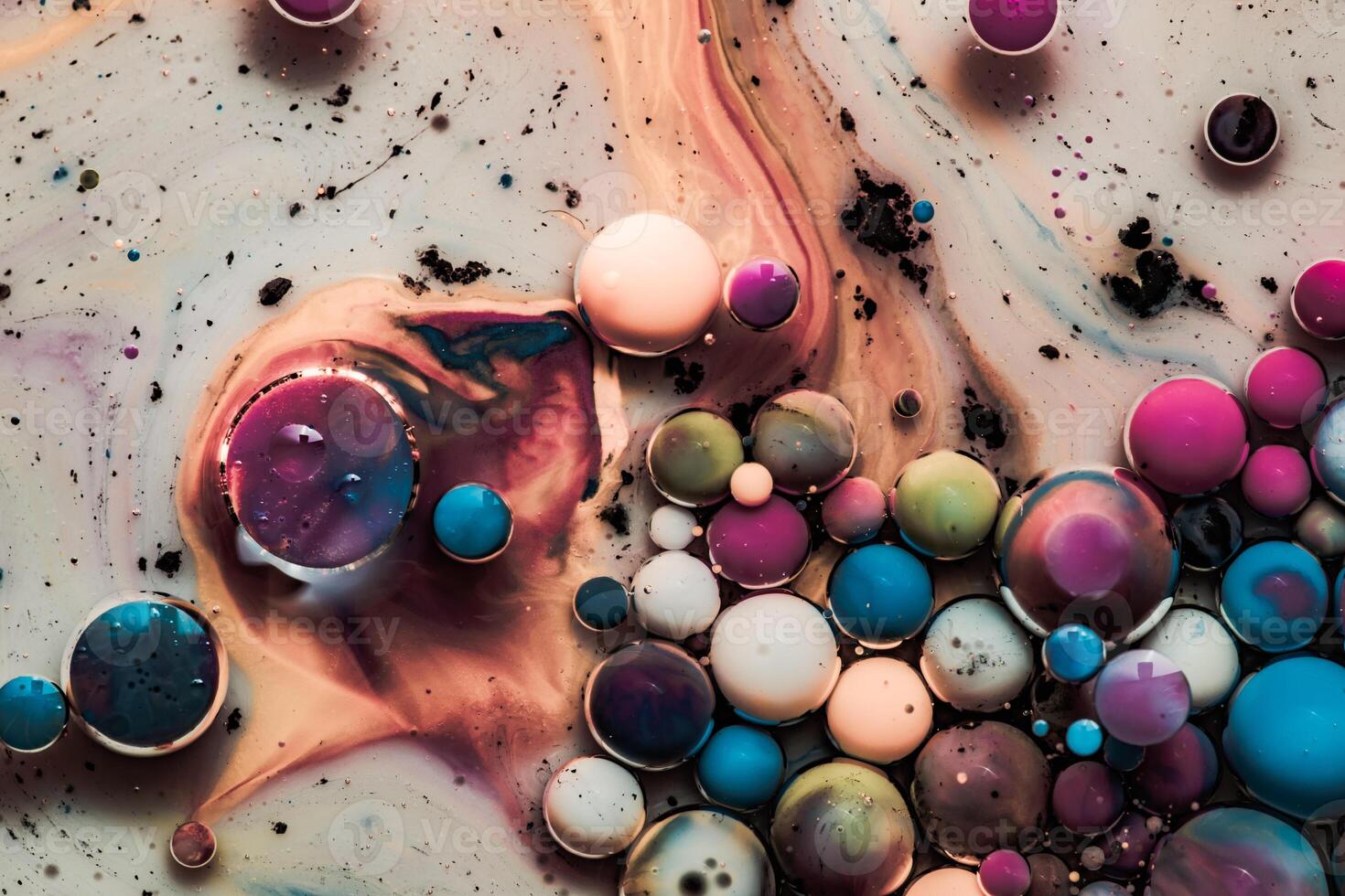 Colored abstract background.Ink Bubbles In Water. Abstract colorful paint. photo