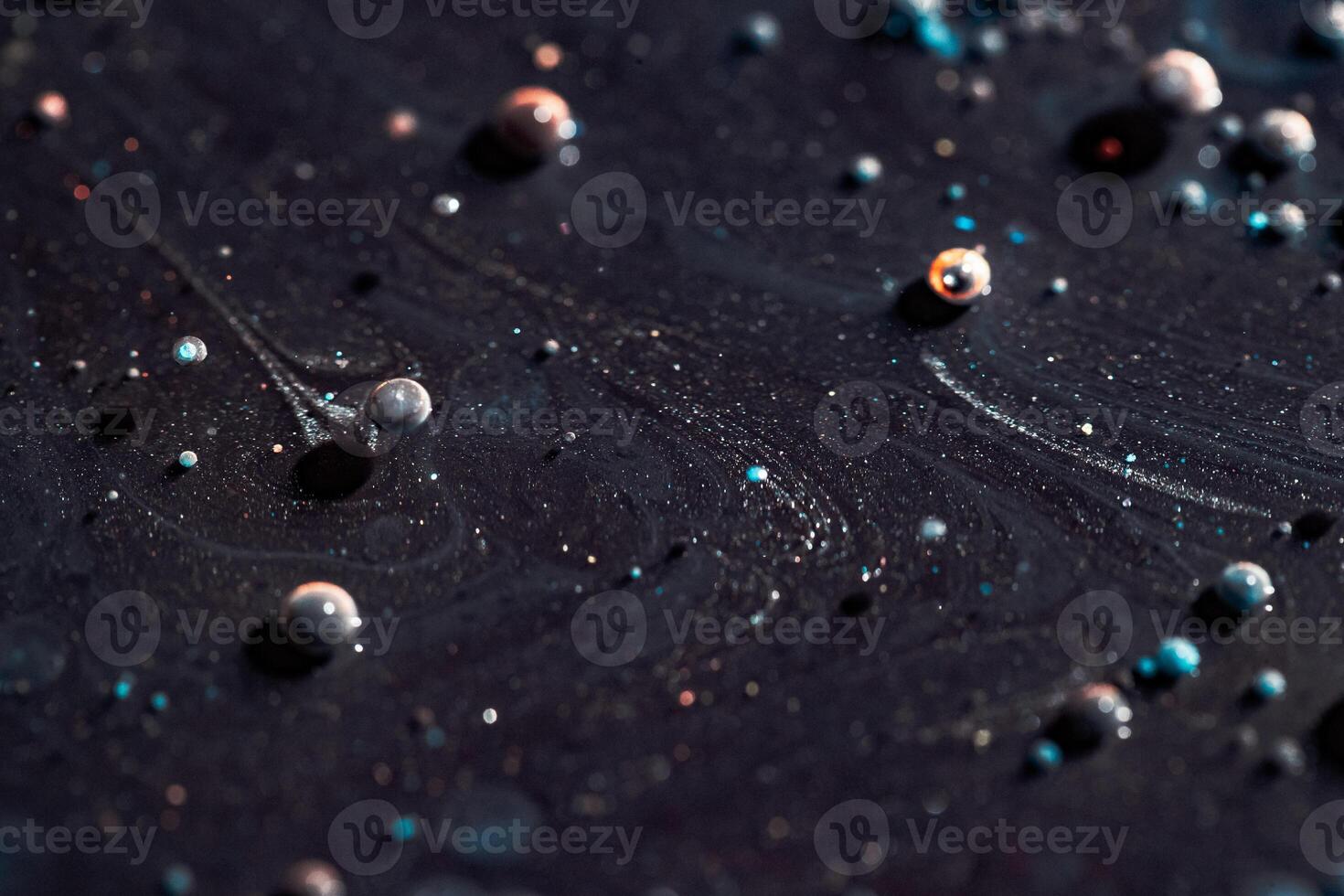 Colorful Bright Bubbles Oil . Hypnotic Surface. Macro photo
