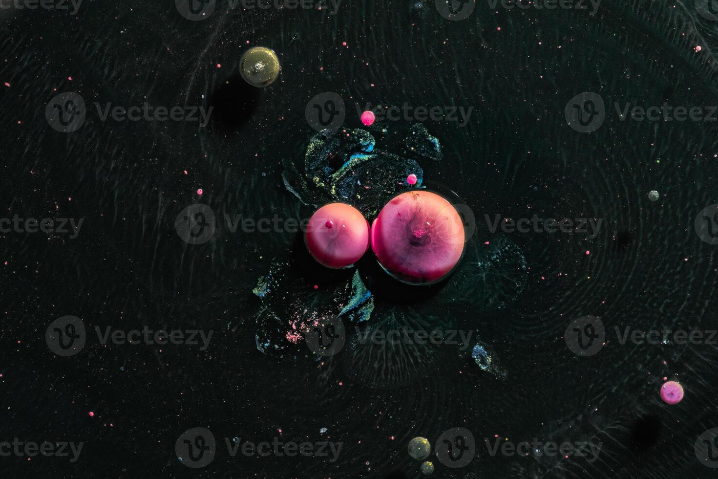 Contrast macro abstraction of bubbles in water. Space macro photo. photo