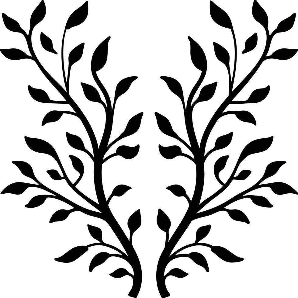Minimalist Black and White Floral Set Abstract Design. vector