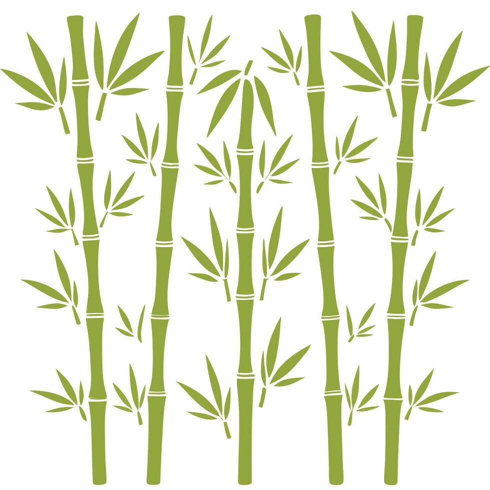 Hand-Drawn Green Bamboo Illustration Nature-Inspired Art. vector