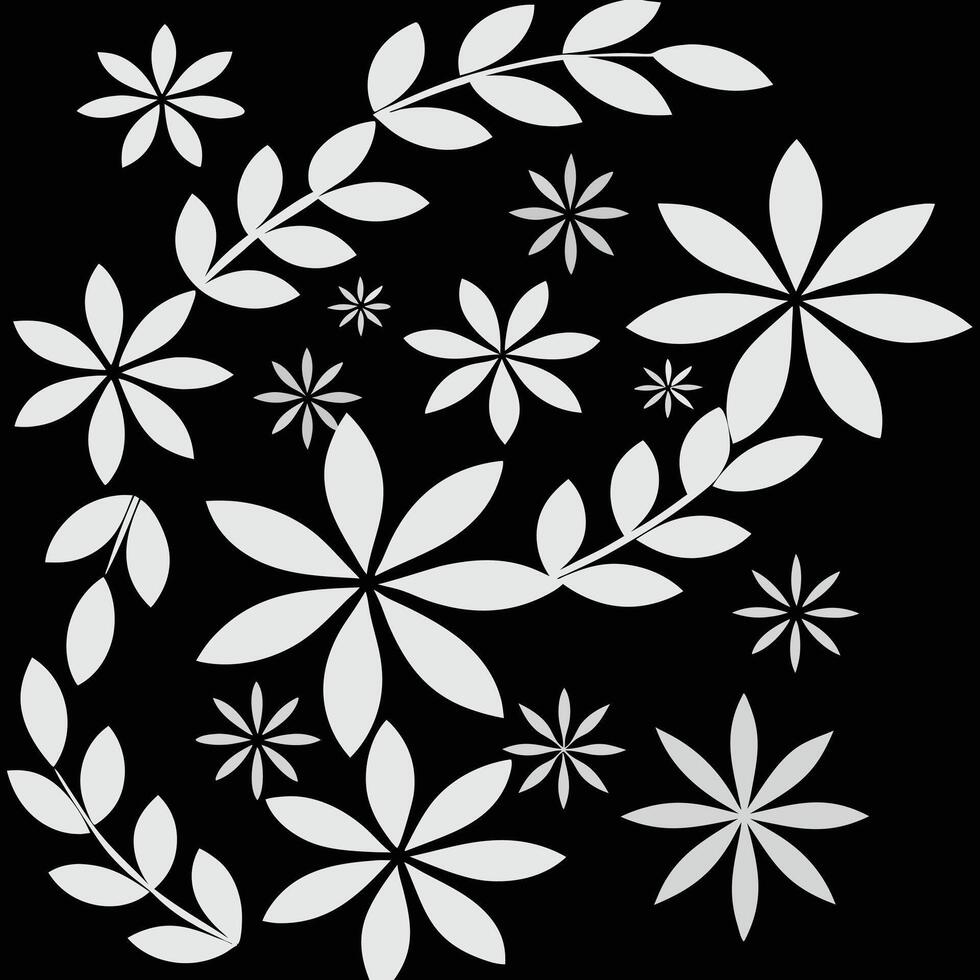 Botanical Art Black and White Abstract Floral Patterns. vector