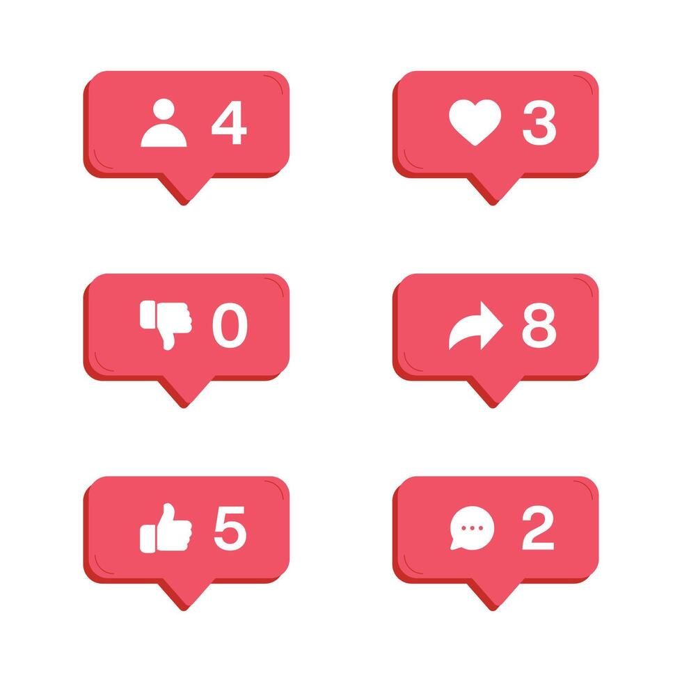 like Share Comment Icon Set Red Color vector
