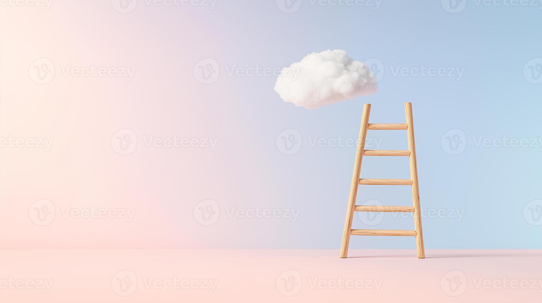 Imaginative teamwork and achievement symbolized with ladder and cloud photo