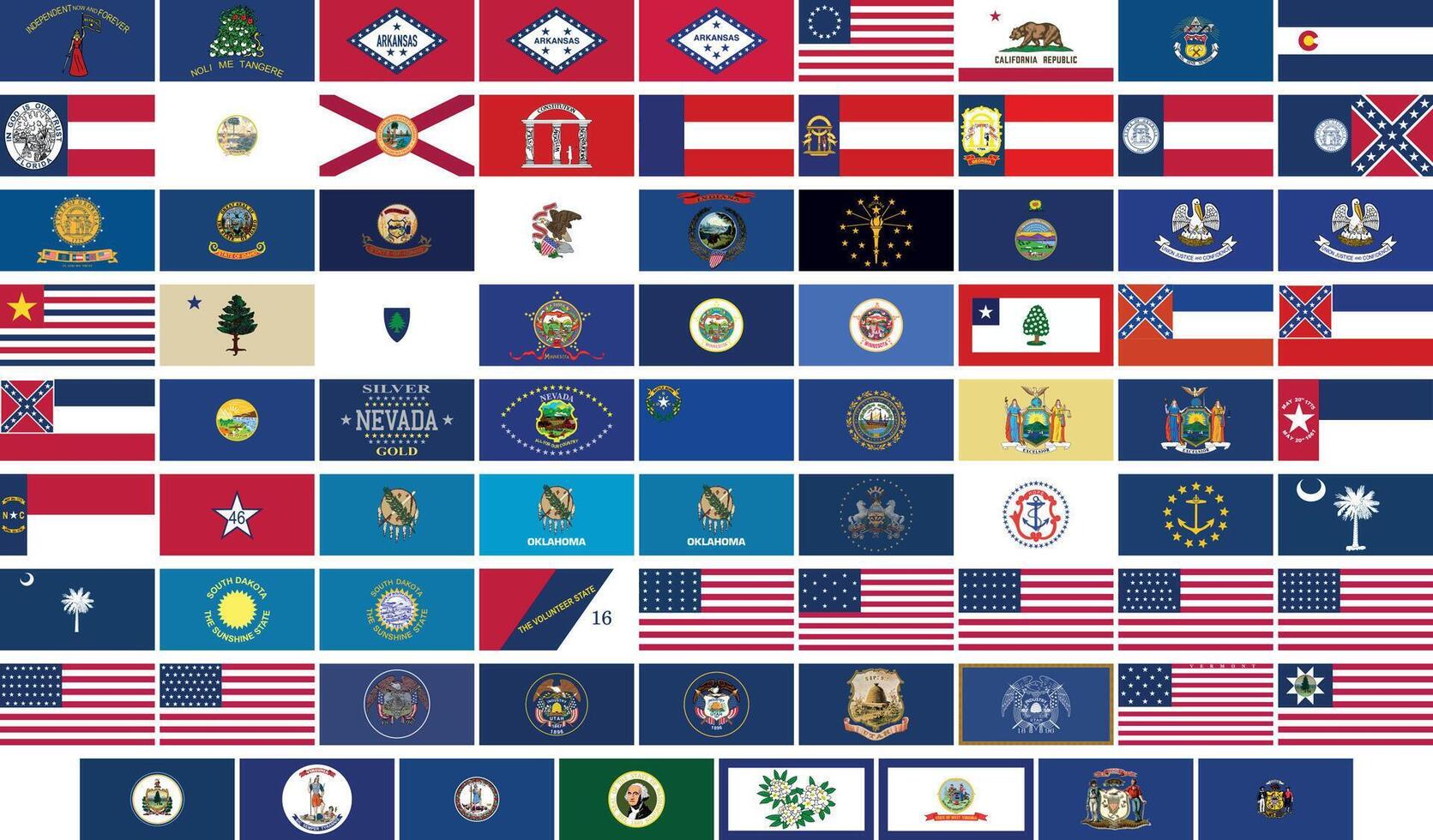 Historical State And Territory Flags Bundle Premium Quality vector