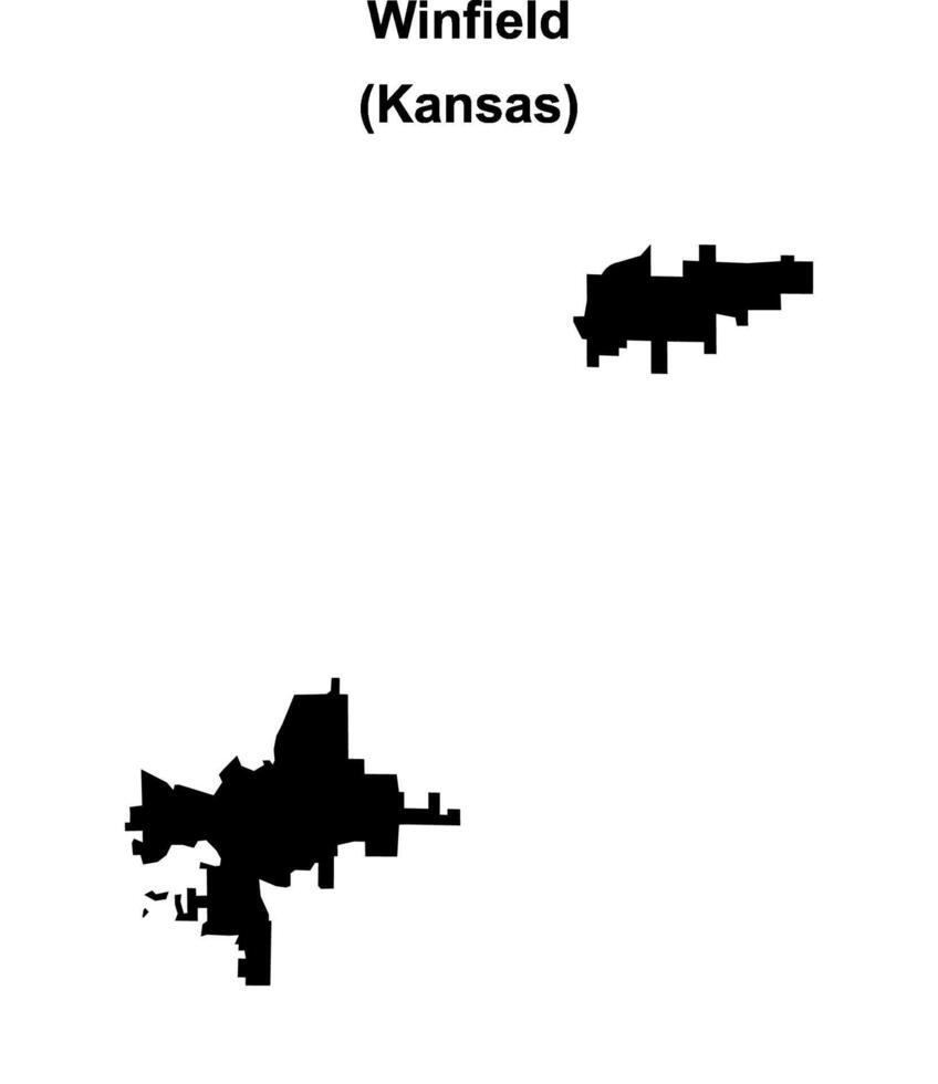 Winfield, Kansas blank outline map vector