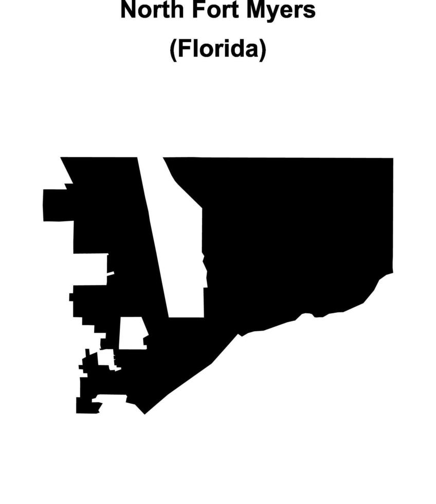 North Fort Myers, Florida blank outline map vector