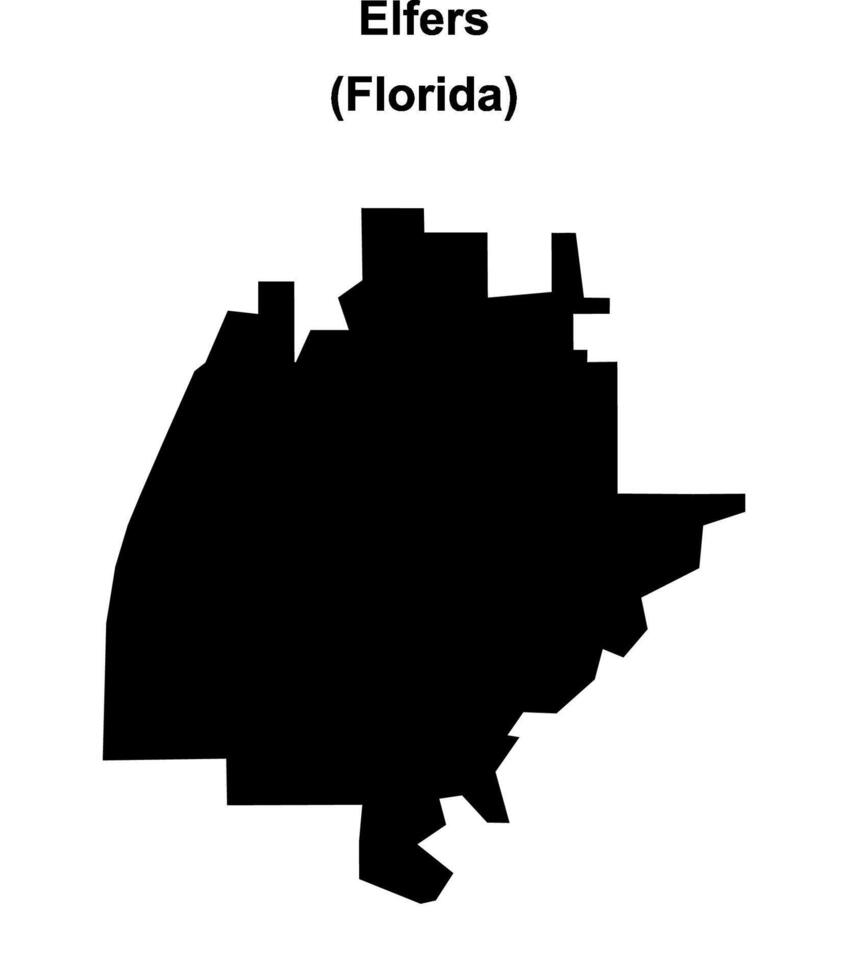 Elfers, Florida blank outline map vector