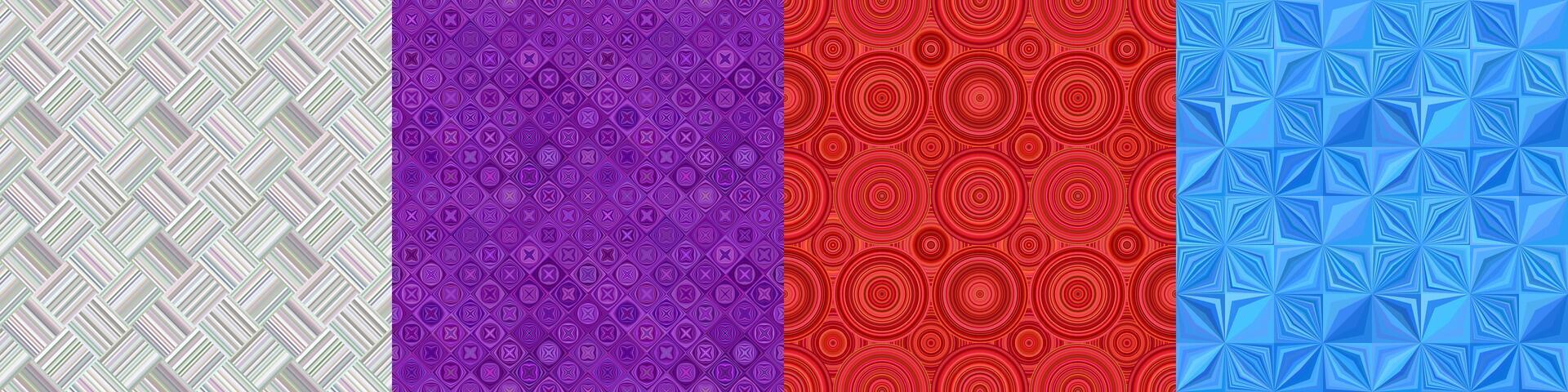 Seamless colored geometrical pattern set vector