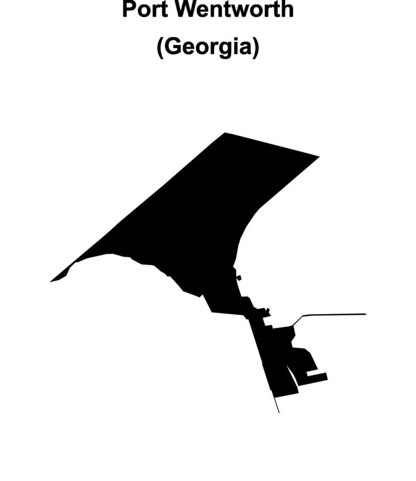 Port Wentworth, Georgia blank outline map vector