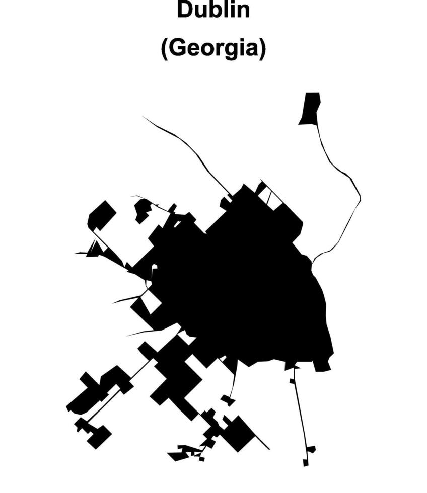 Dublin, Georgia blank outline map vector