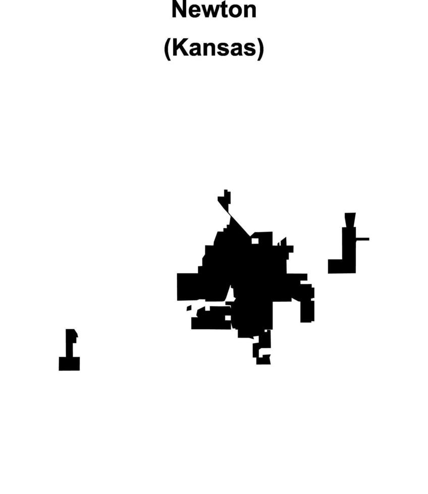 Newton, Kansas blank outline map vector
