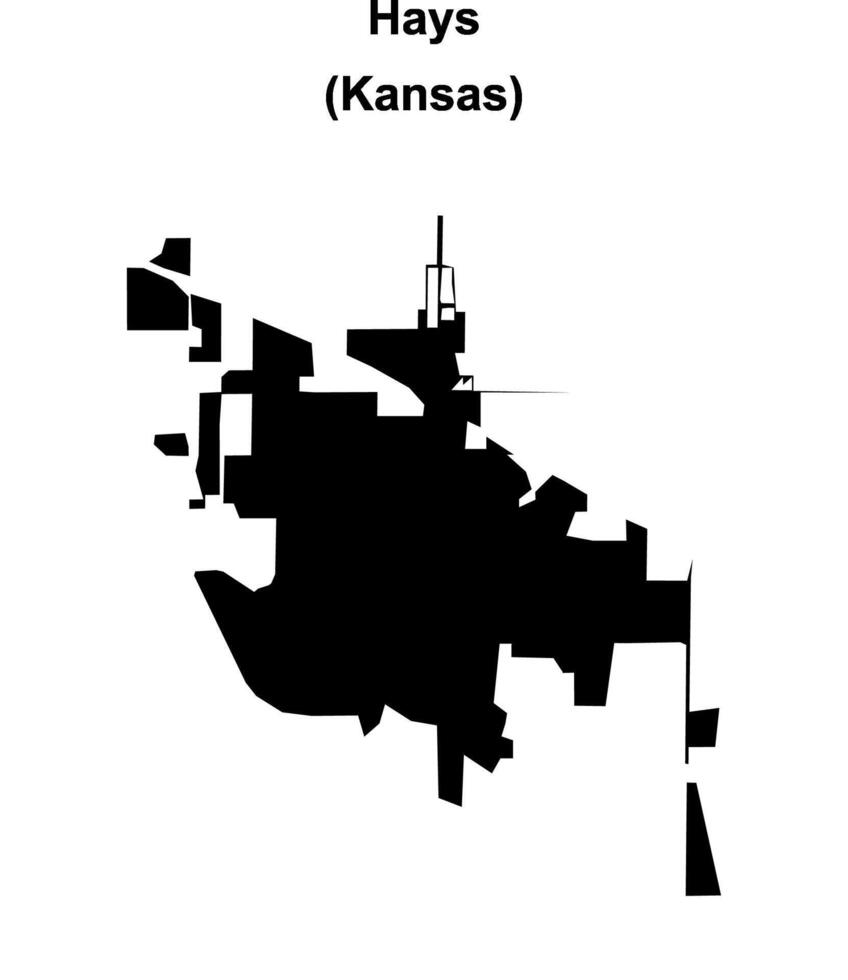 Hays, Kansas blank outline map vector
