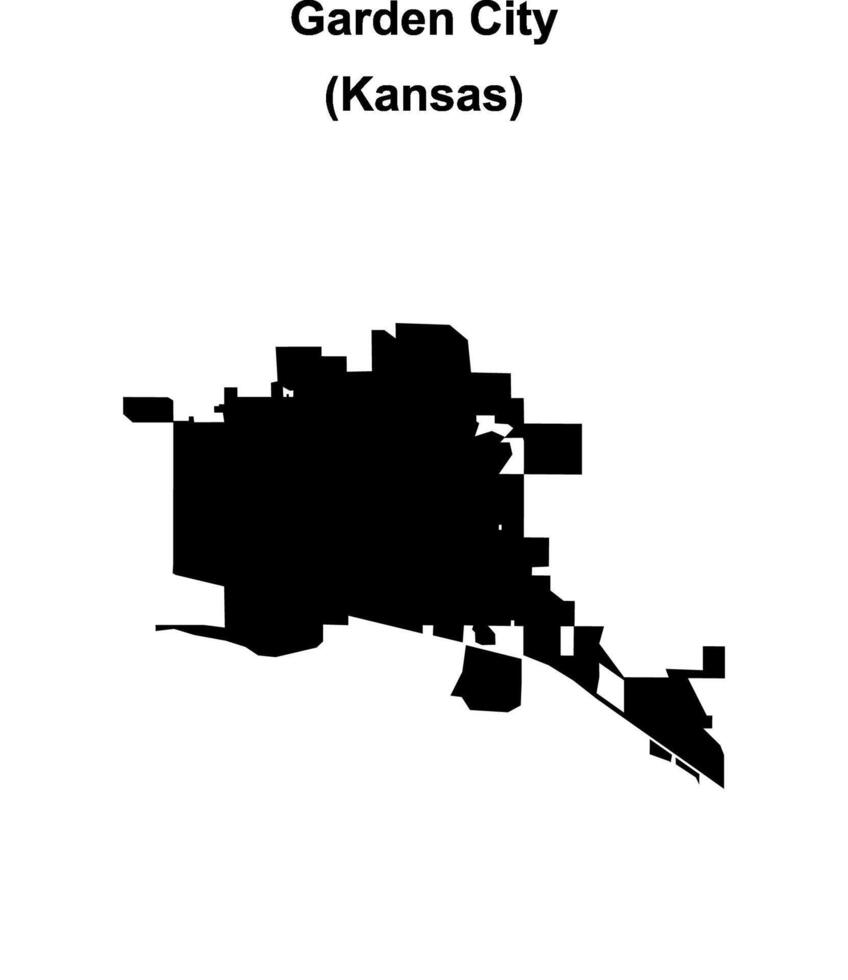 Garden City, Kansas blank outline map vector