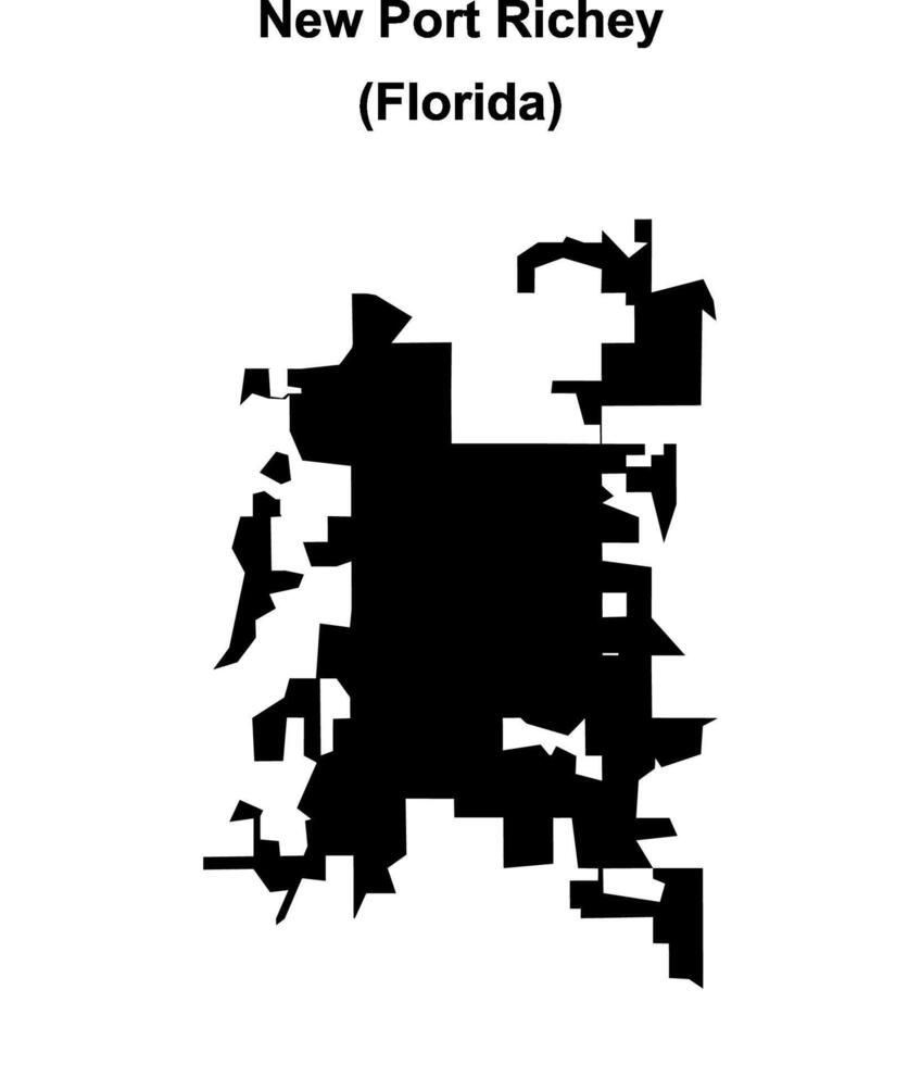 New Port Richey, Florida blank outline map vector