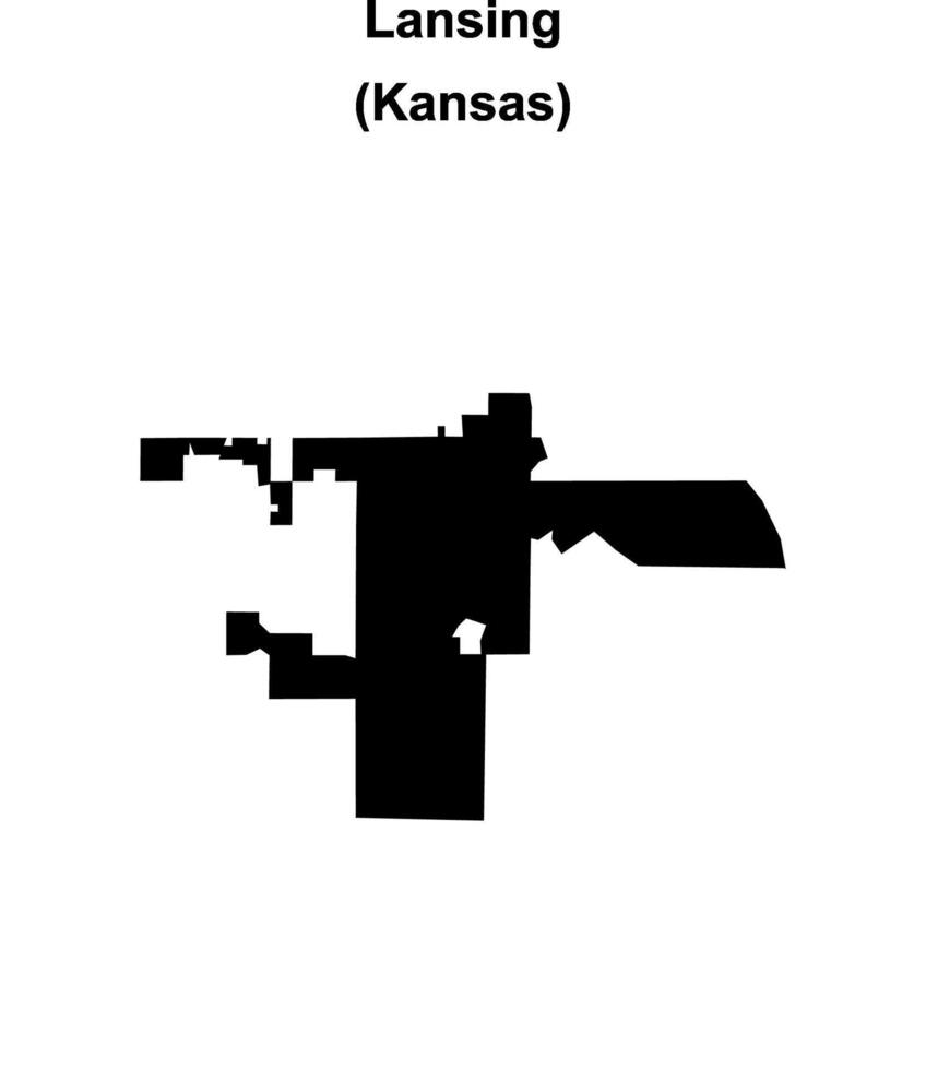 Lansing, Kansas blank outline map vector