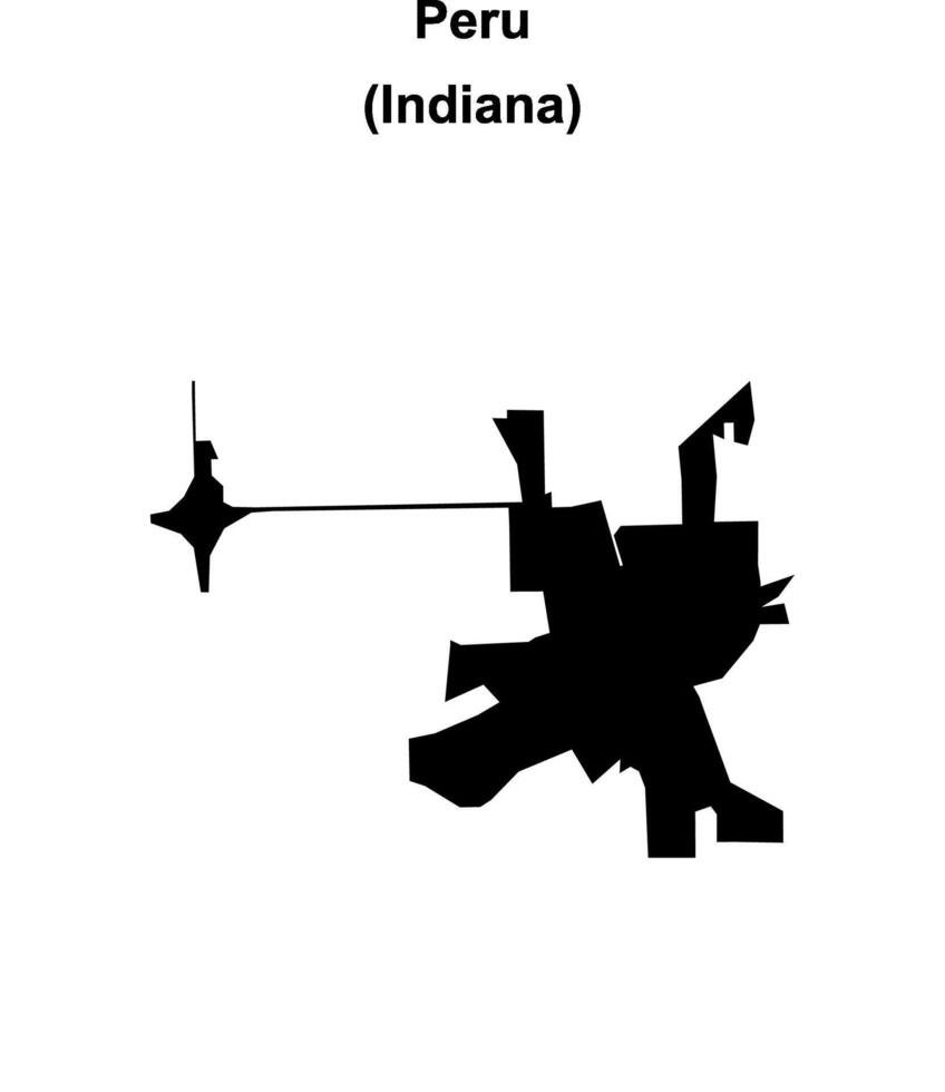 Peru, Indiana blank outline map vector