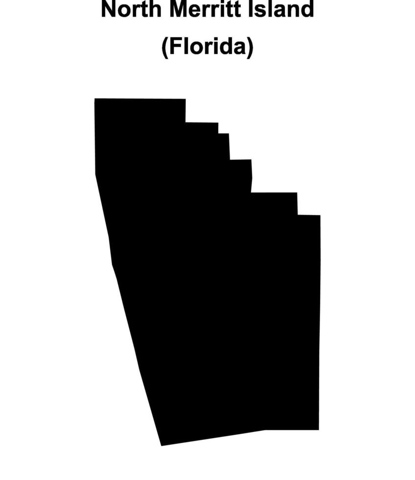 North Merritt Island, Florida blank outline map vector
