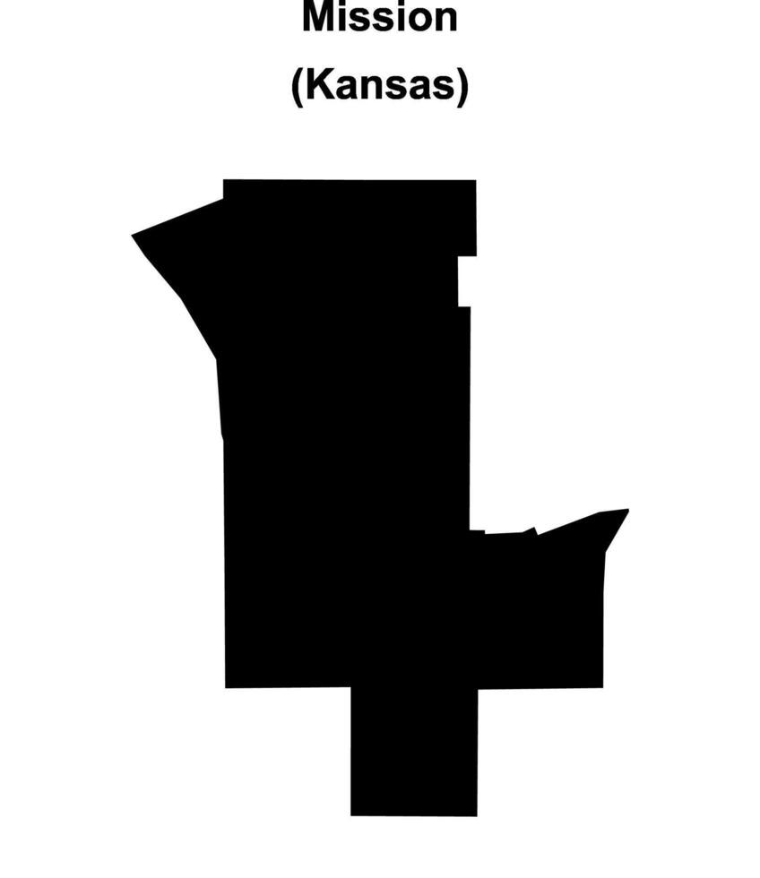 Mission, Kansas blank outline map vector