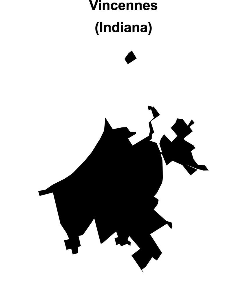 Vincennes, Indiana blank outline map vector