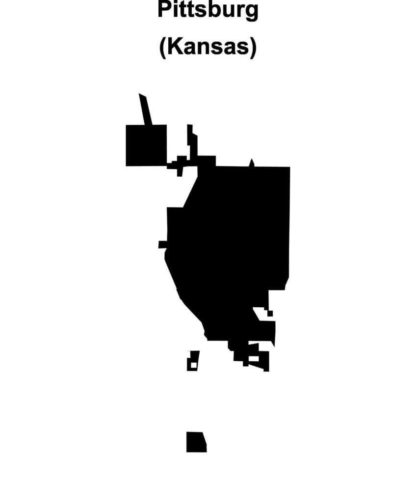 Pittsburg, Kansas blank outline map vector
