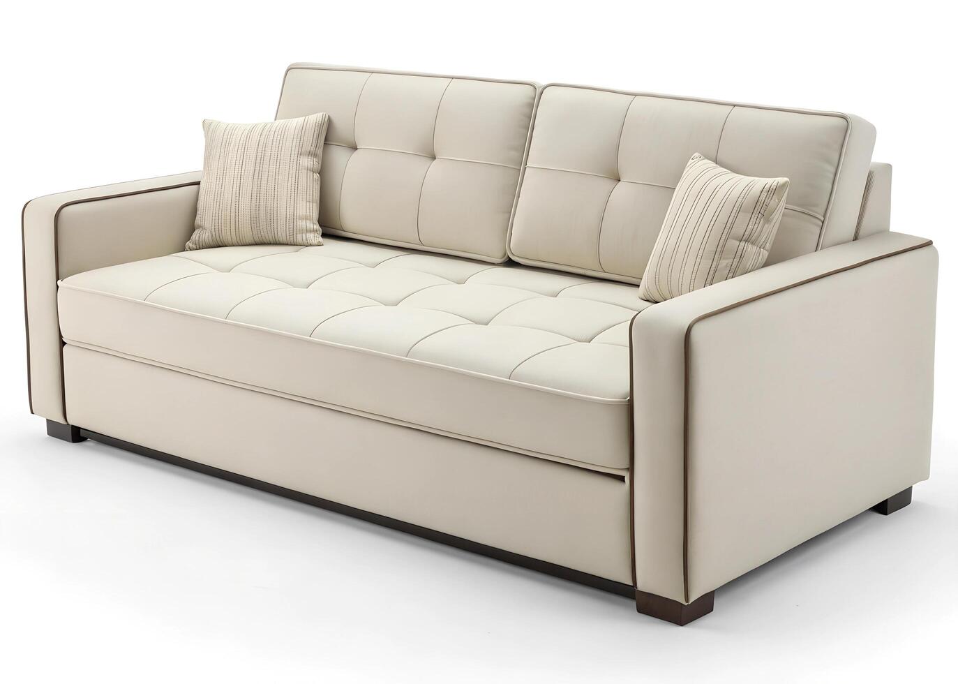A Beige Upholstered Sofa with Nailhead Trim photo