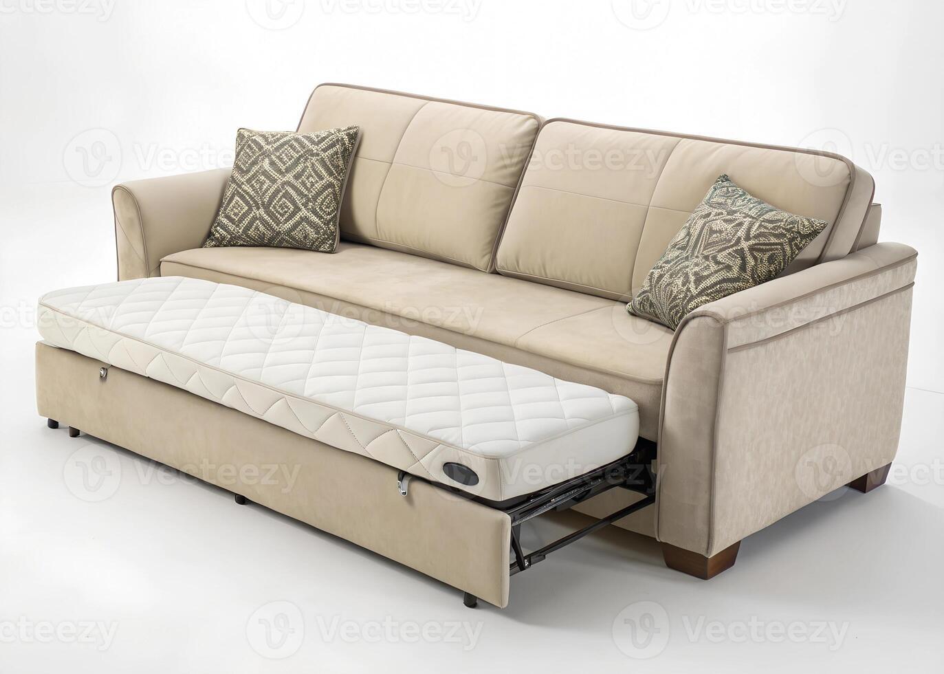 Cream Loveseat with Floral Pillowswhite background photo