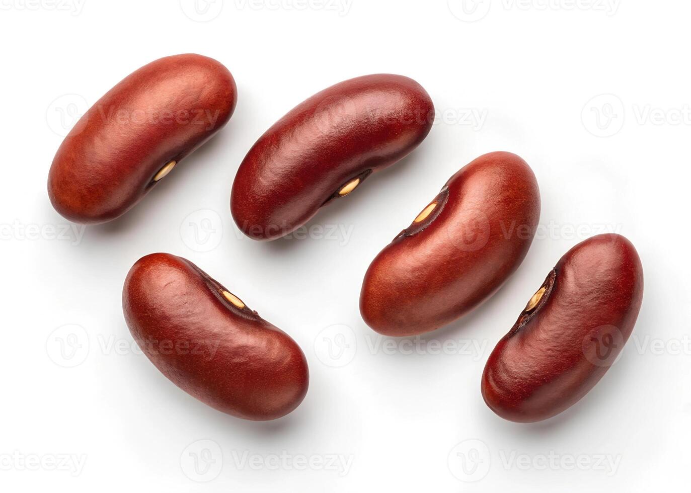 Red kidney beans isolated on white background closeup. Flat lay photo
