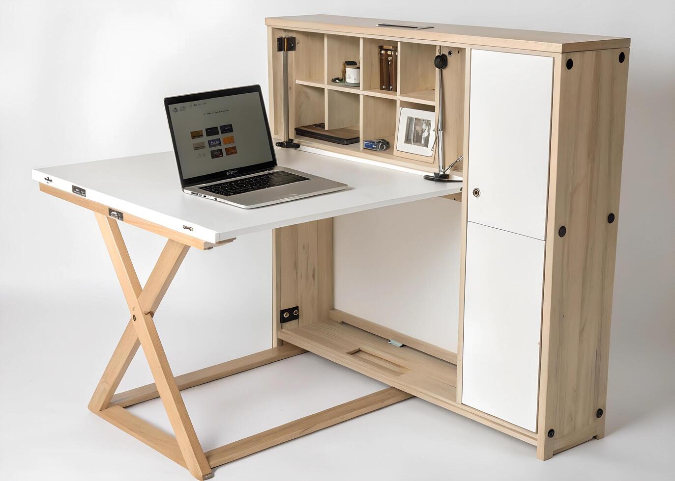 Space-Saving Foldaway Desk with Storage photo