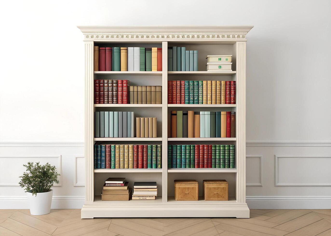 A Classic Bookshelf in a Room white background photo