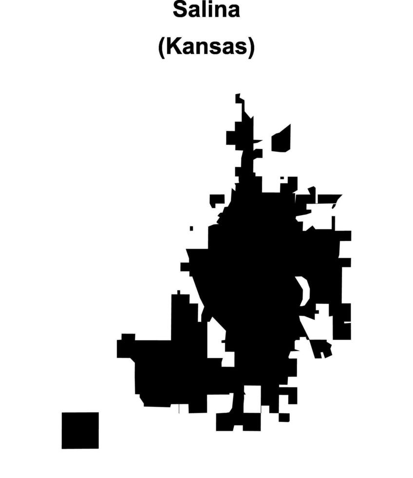 Salina, Kansas blank outline map vector