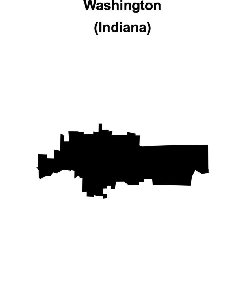 Washington, Indiana blank outline map vector