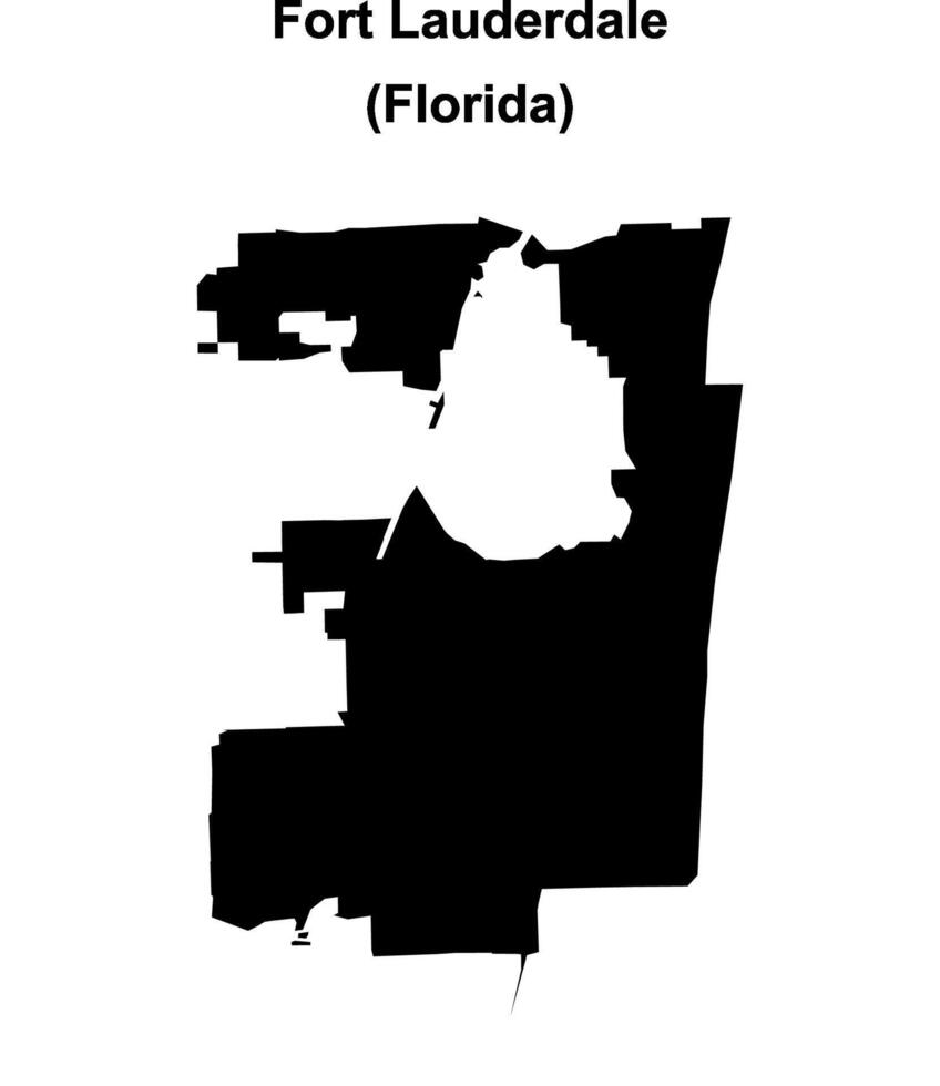 Fort Lauderdale, Florida blank outline map vector