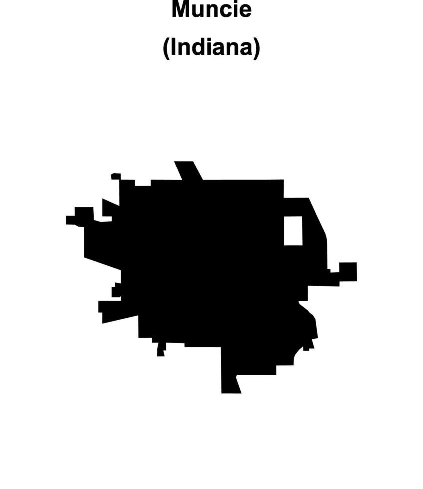 Muncie, Indiana blank outline map vector