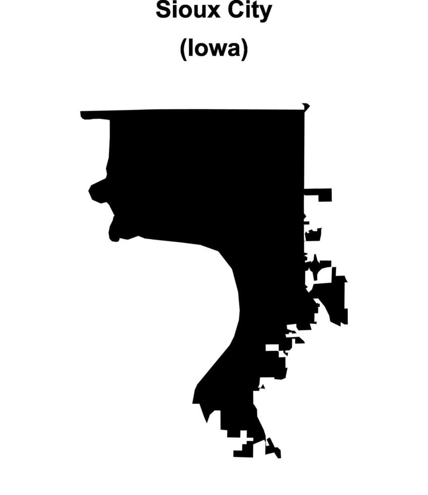Sioux City, Iowa blank outline map vector