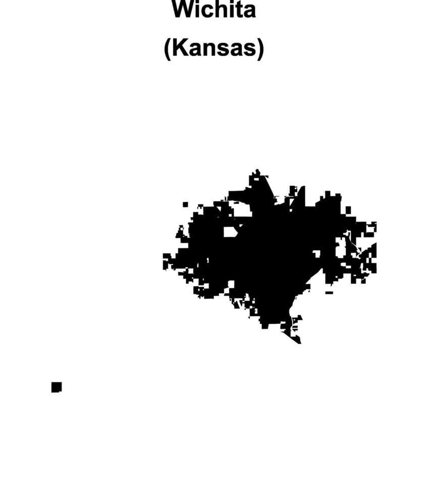 Wichita, Kansas blank outline map vector