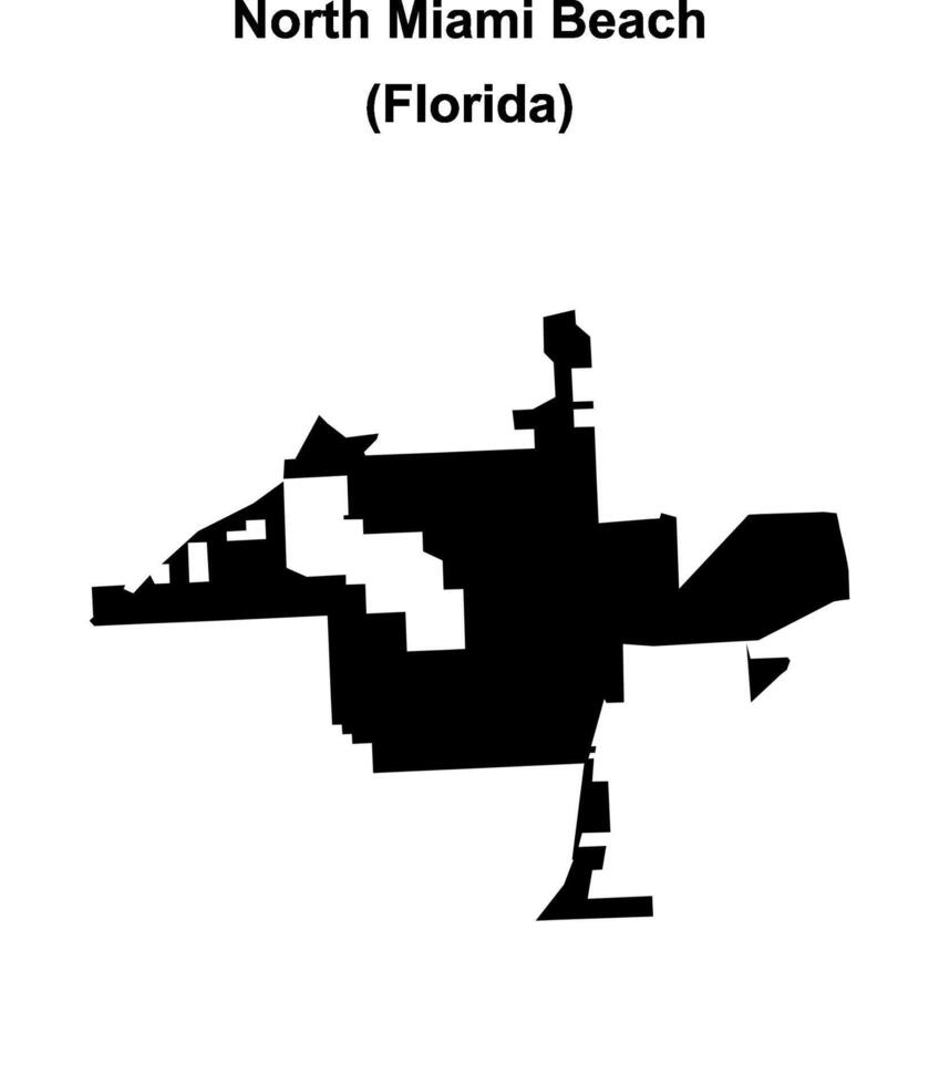 North Miami Beach, Florida blank outline map vector