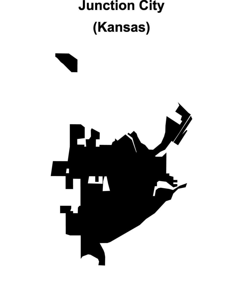 Junction City, Kansas blank outline map vector
