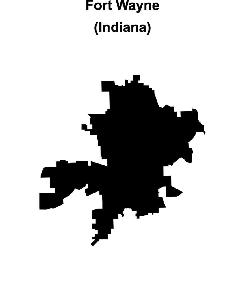 Fort Wayne, Indiana blank outline map vector