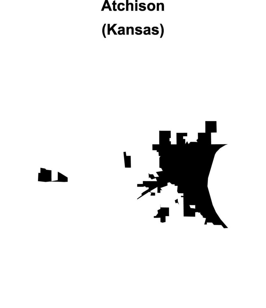 Atchison, Kansas blank outline map vector