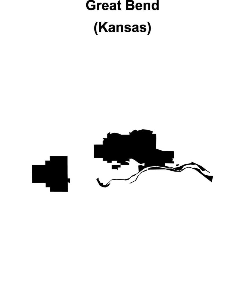 Great Bend, Kansas blank outline map vector