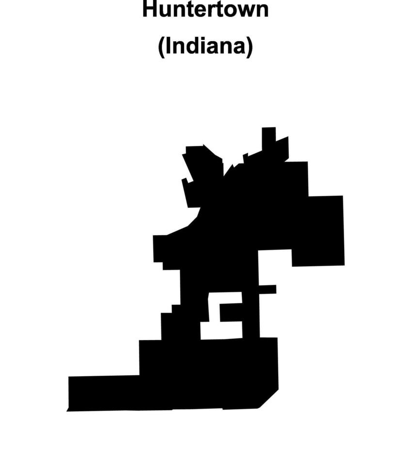 Huntertown, Indiana blank outline map vector