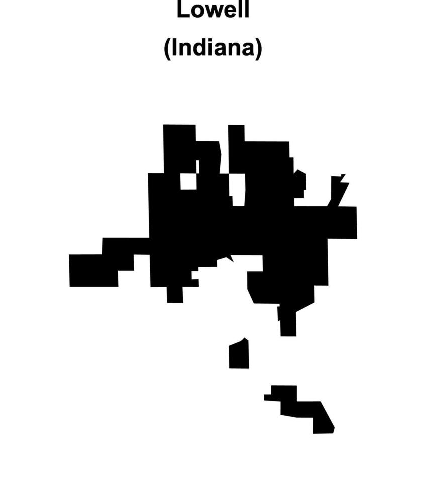 Lowell, Indiana blank outline map vector