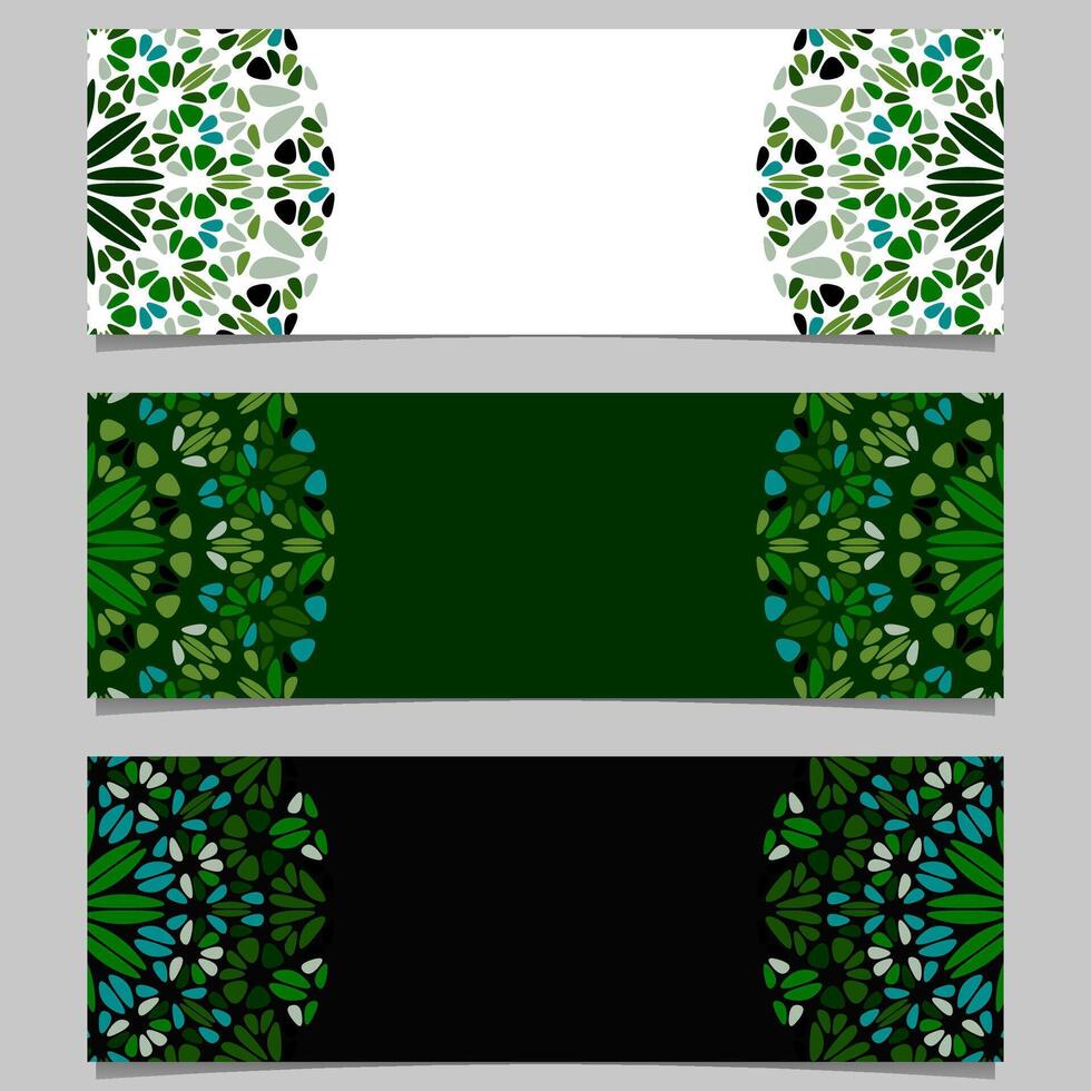 Set of green and blue floral banners with a white background vector