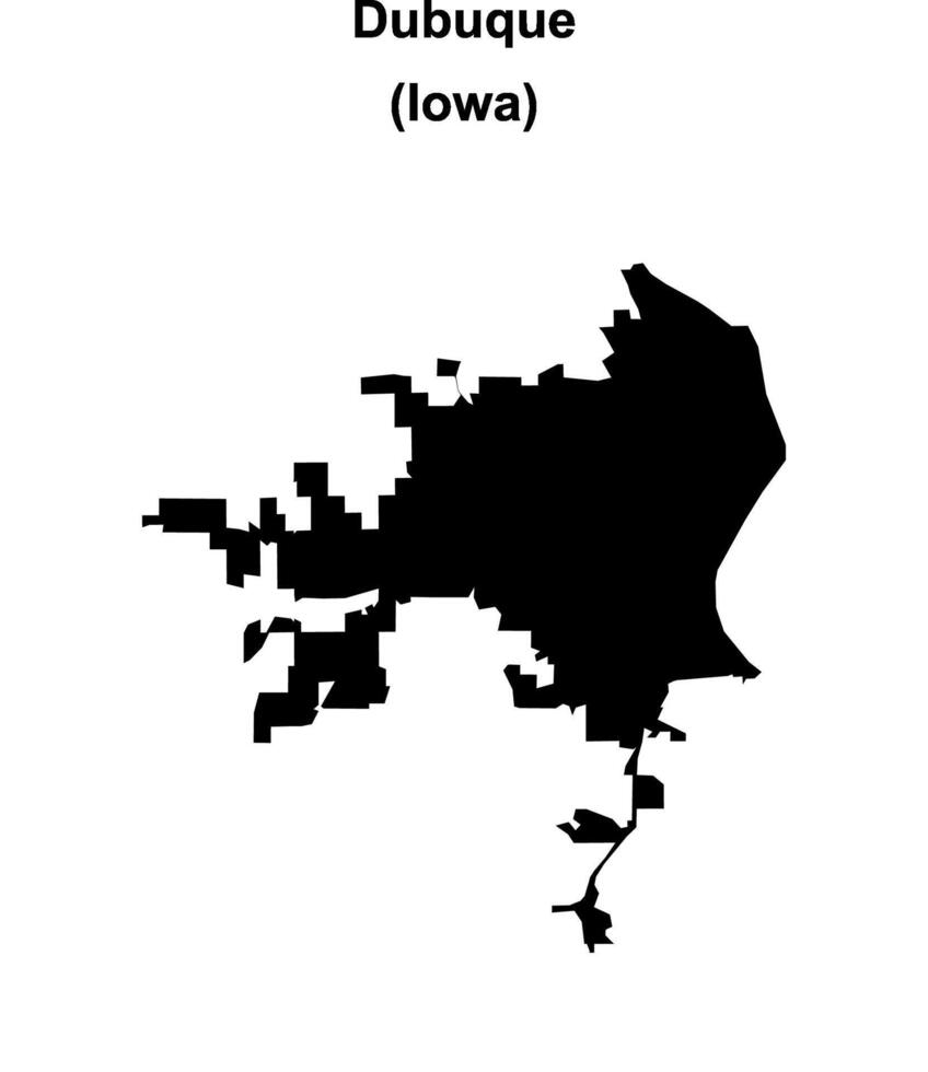 Dubuque, Iowa blank outline map vector