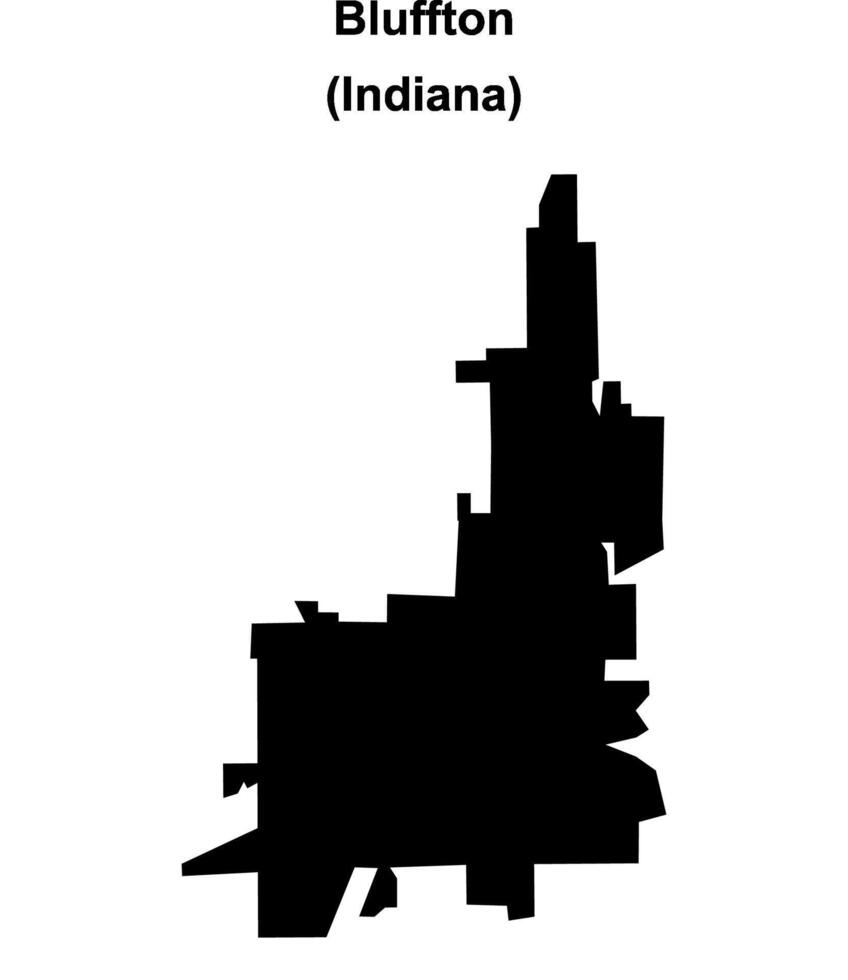 Bluffton, Indiana blank outline map vector