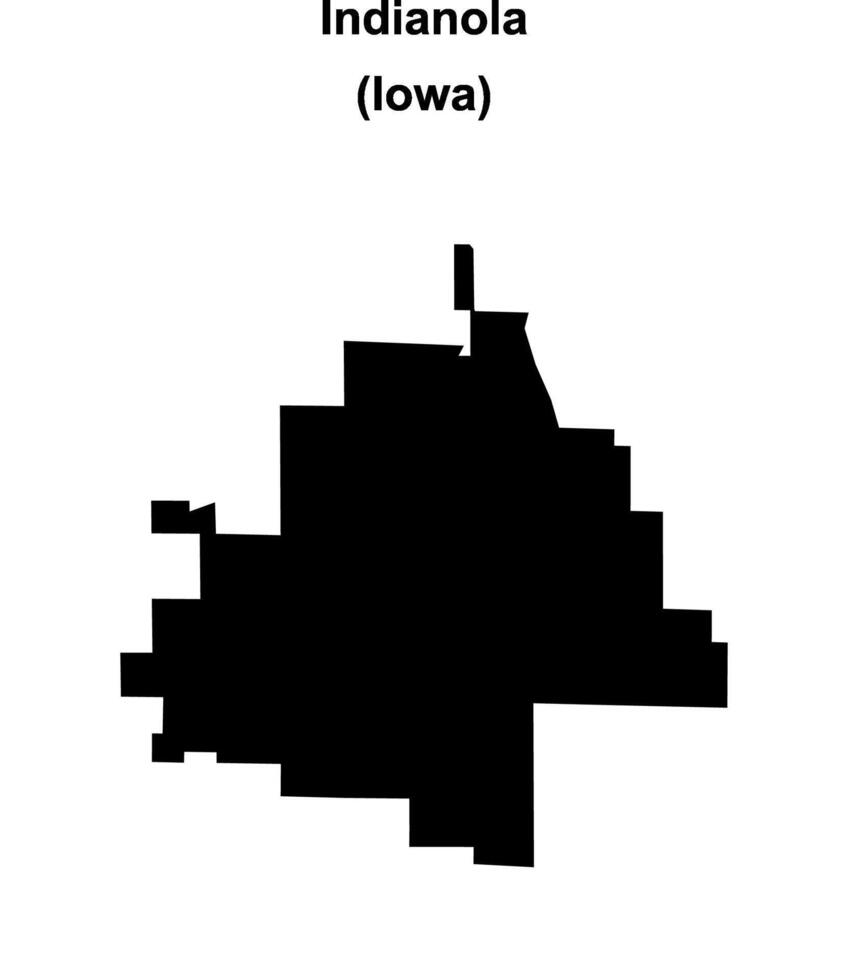 Indianola, Iowa blank outline map vector